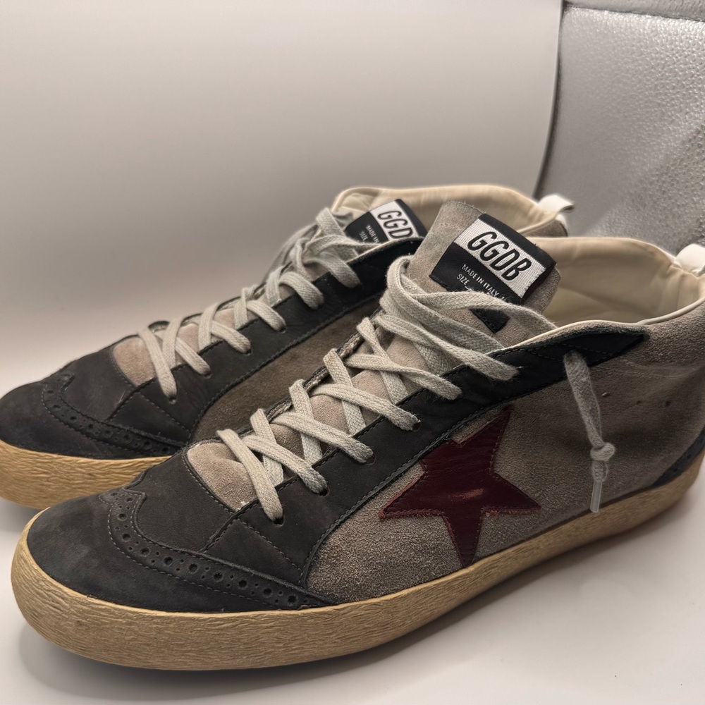 Black and Gray High-Top Sneakers with Suede Finish